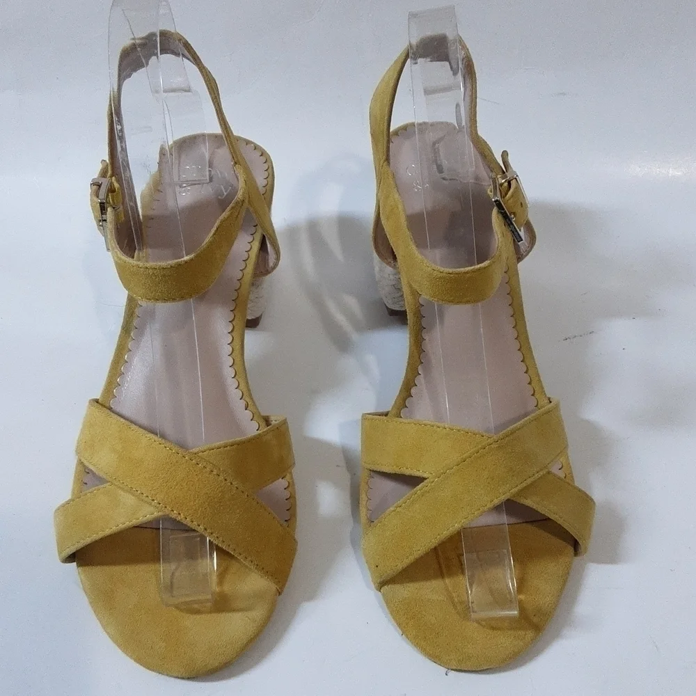 Crown & Ivy ella leather suede upper sandals womens size 8.5us